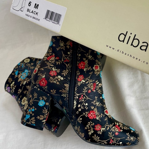 Diba Satin Brocade Heeled Bootie sz 6 - Picture 8 of 8